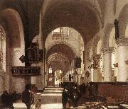 WITTE, Emanuel de Interior of a Protastant Gothic Church oil painting reproduction